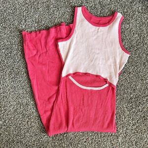 Amazon Pink and Cream Midi Dress